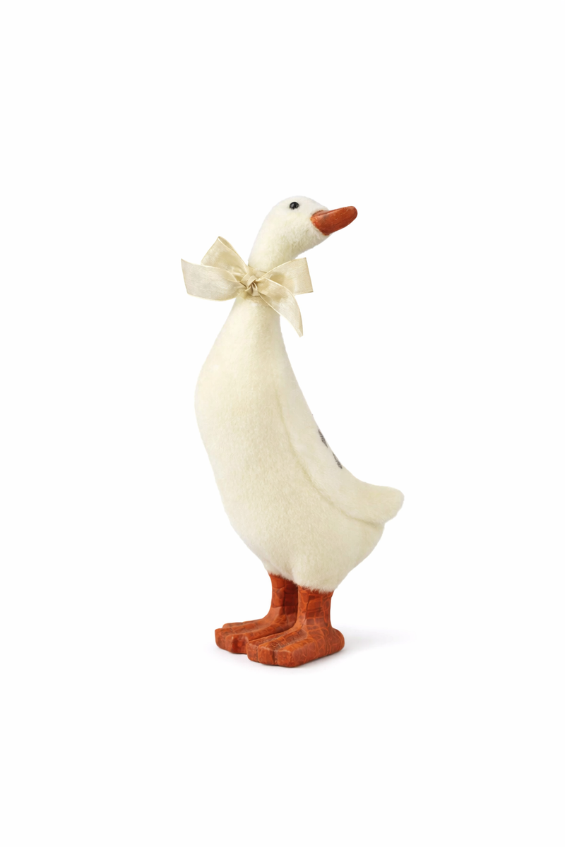 Anatra Decorativa Crema con Fiocco – 27,9 cm –