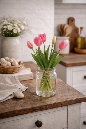 Bouquet 5 Tulipani olis  Rosa scuro H 40 cm