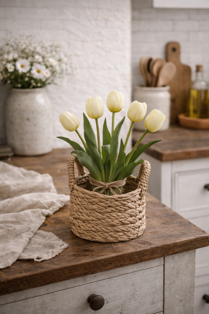 Bouquet 5 Tulipani olis Champagne H 40 cm - EDG