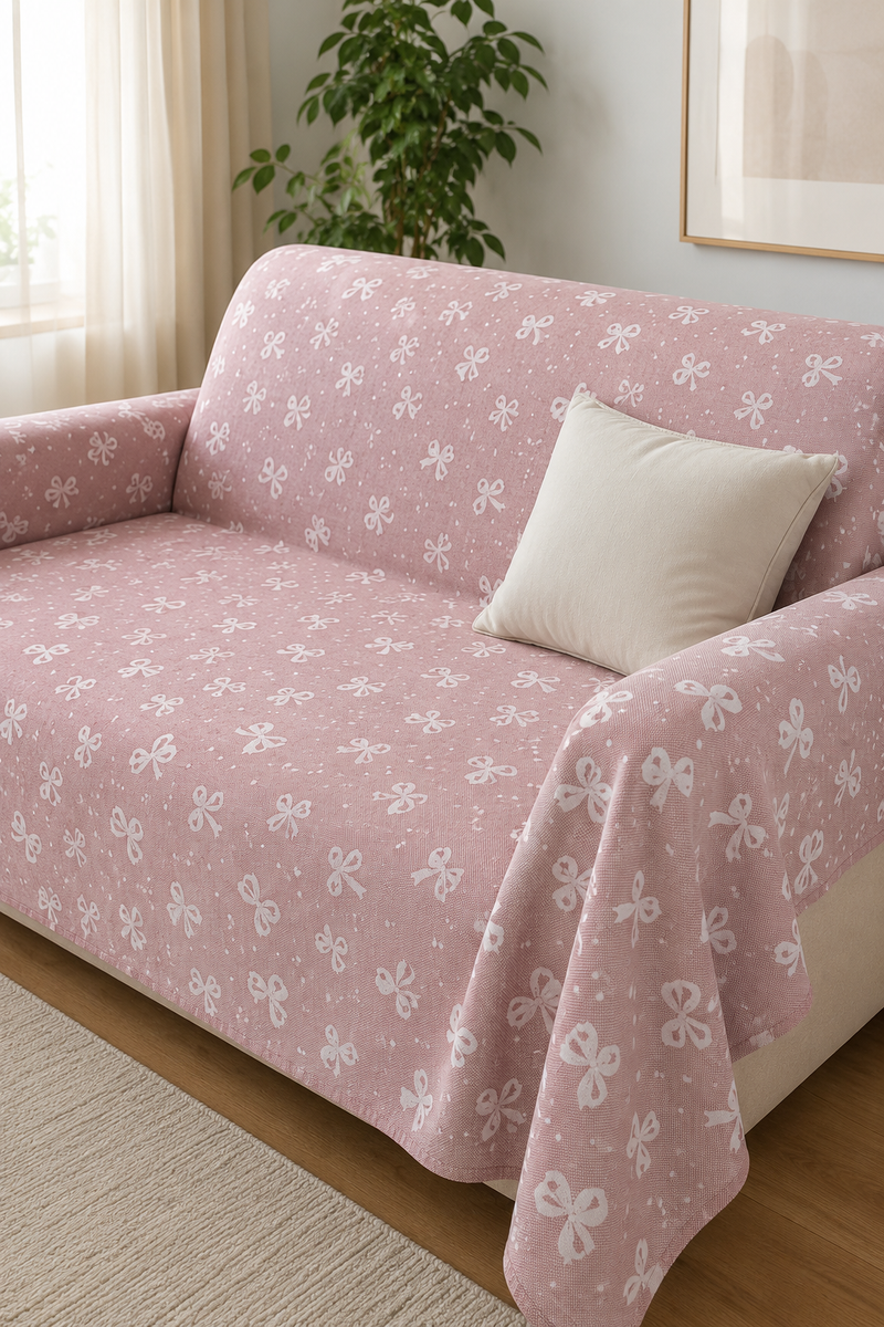 Copritutto Misto Cotone con Fiocchetti Rosa 180 x 290 cm