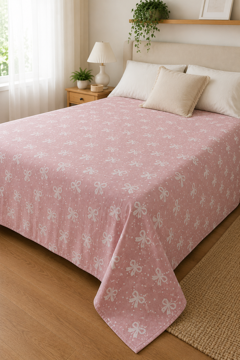 Copritutto Misto Cotone 260x290 cm Fantasia Fiocchetti Rosa
