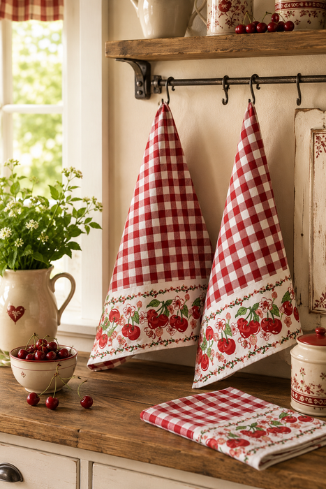 Set 2 Strofinacci Cherry Sophie in Cotone 45x65 cm