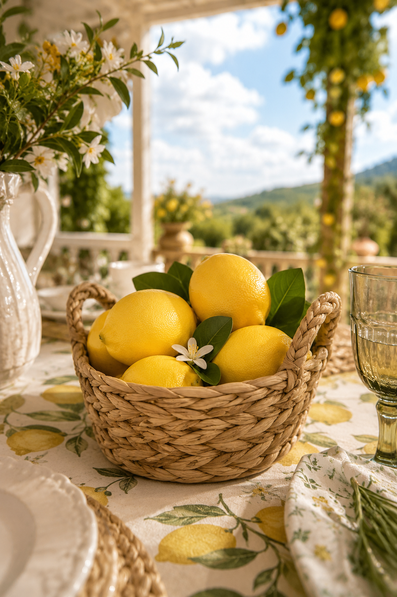 Limone artificiale con foglie e fiore EDG – 12 cm