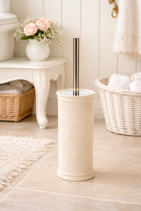 Portascopino bagno in ceramica bianca Nuvole di Stoffa