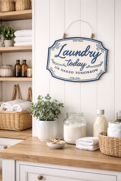 Targa Laundry Today in Metallo 29x22 cm