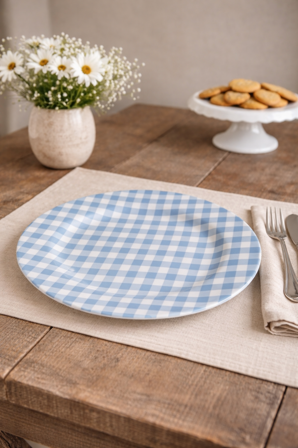 Sottopiatto a Quadretti Blu in Melamina 29 cm
