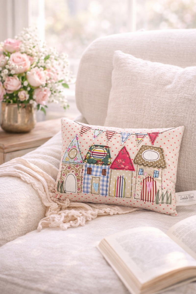Coussin avec maisons 20x28 cm Isabelle Rose