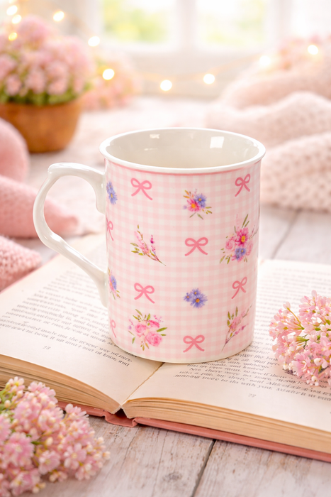 Tazza rosa a quadri 300 ml Isabelle Rose