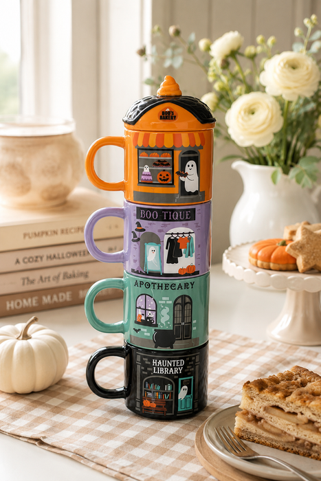 Set di 4 Tazze Impilabili Halloween "Spooky Street"