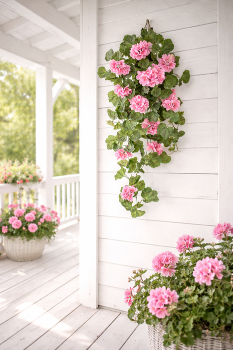 Geranio artificiale pendente rosa 80 cm