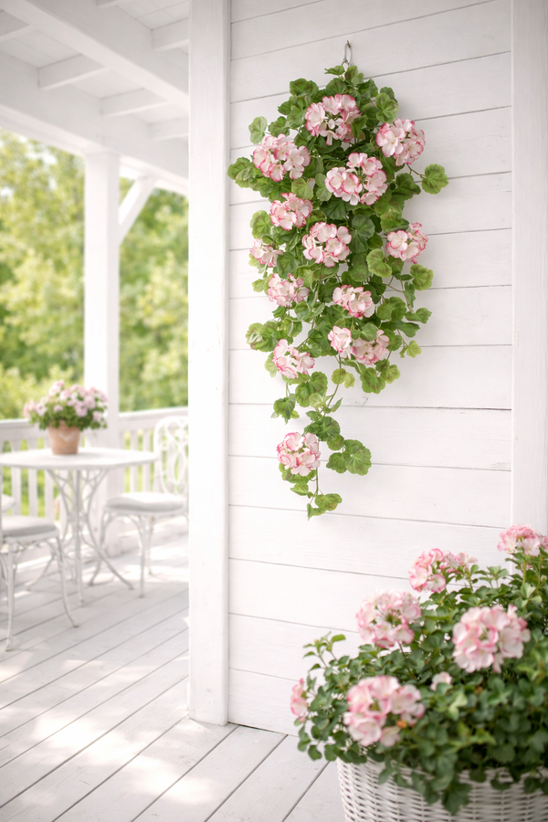 Geranio artificiale pendente rosa con sfumature scure 80 cm