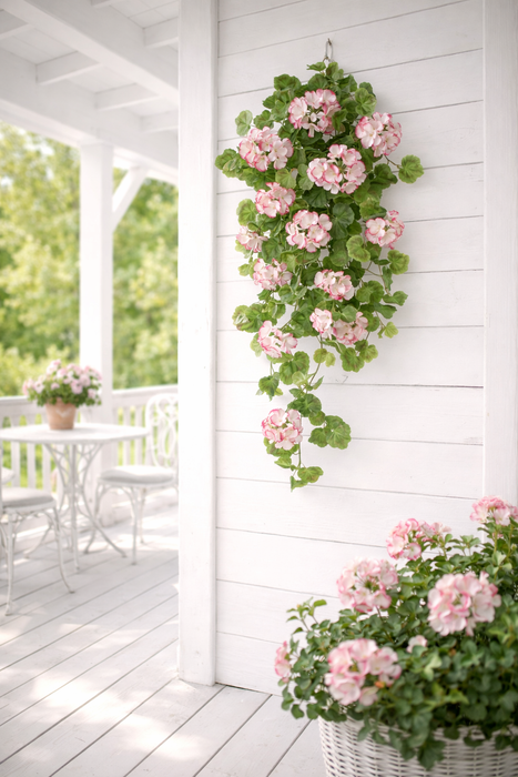 Geranio artificiale pendente rosa con sfumature scure 80 cm