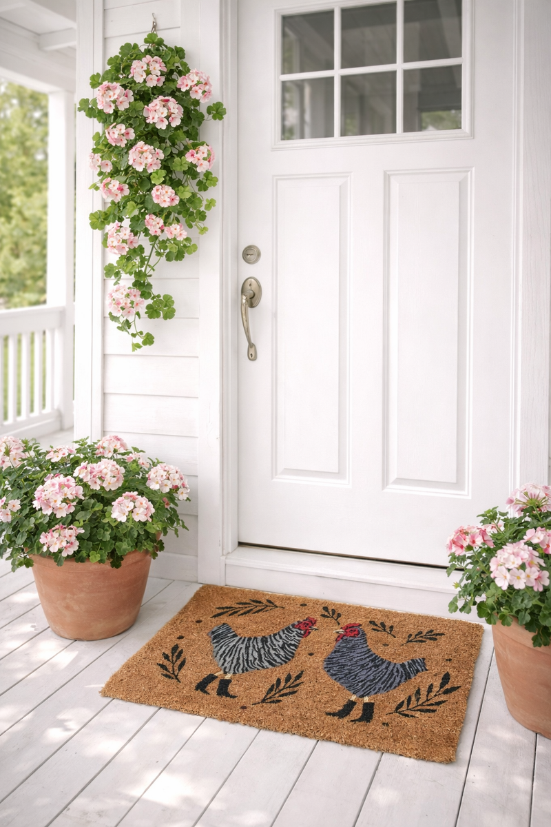 Zerbino ingresso con galline in cocco e PVC 76×45 cm