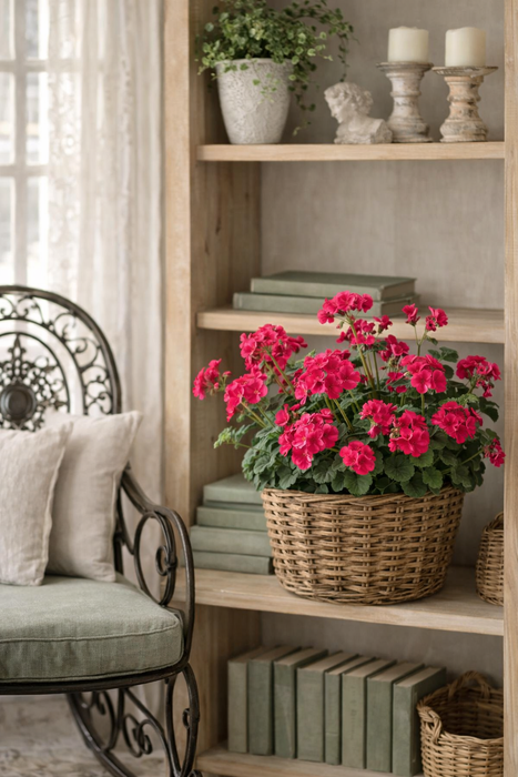 Geranio cespuglio artificiale rosa scuro 49,5 cm