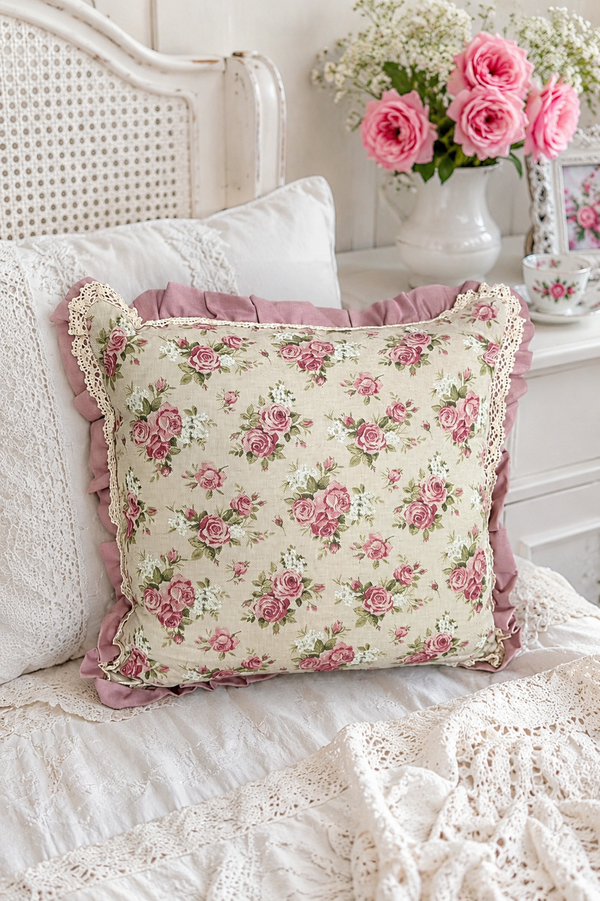Cuscino Decorativo Shabby Chic con Roselline