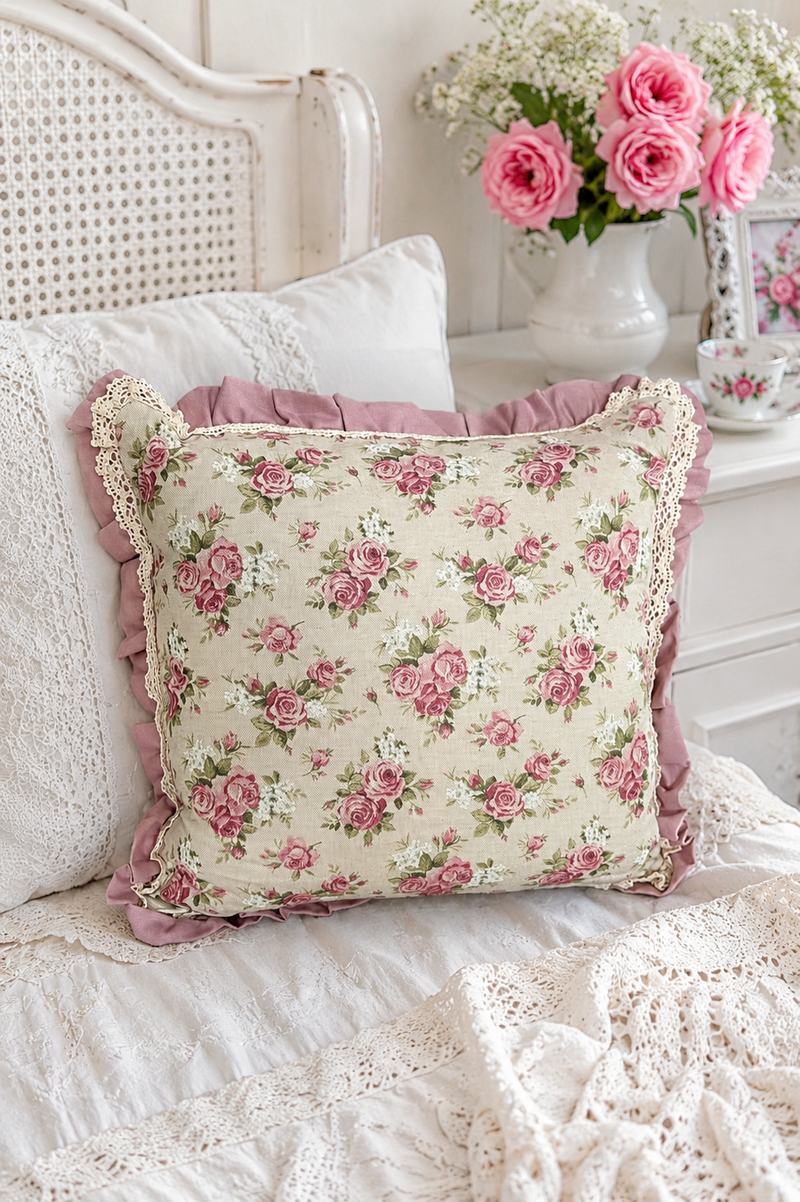Cuscino Decorativo Shabby Chic con Roselline