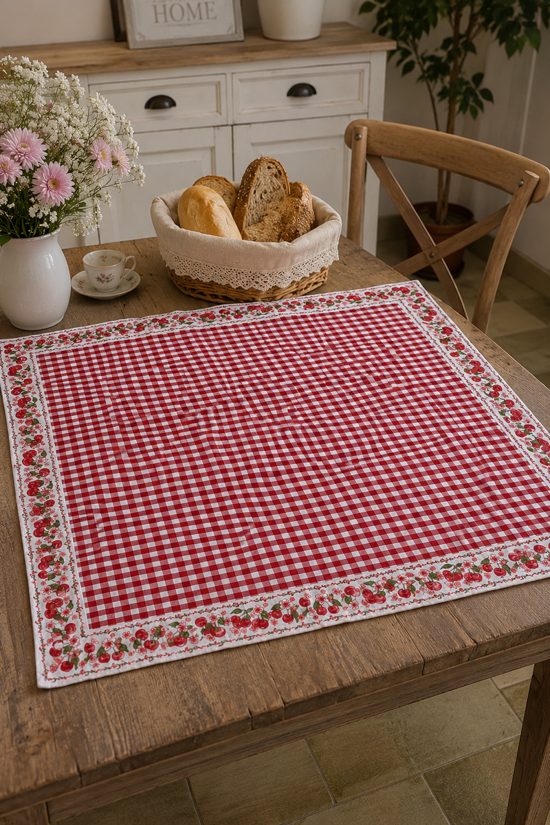 Centrotavola Quadrato Cherry Sofia in Cotone – 85x85 cm