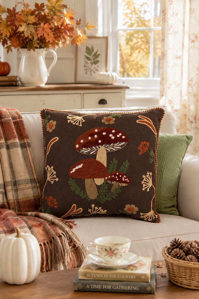 Cuscino Decorativo Autunnale con Funghi 40x40 cm Clayre & Eef
