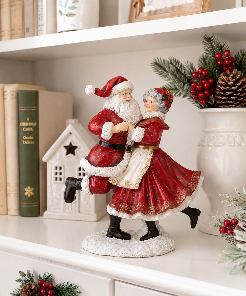 Statua Decorativa Natalizia Babbo Natale e Mamma Natale Clayre & Eef