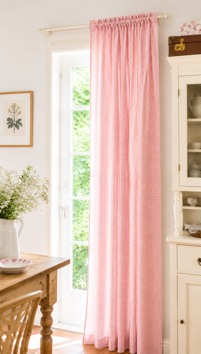 Tenda Vichy Rosa 135x290 cm in Cotone