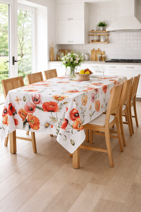 Tovaglia a con Stampa Digitale Papaveri e Margherite 140 x 240 cm