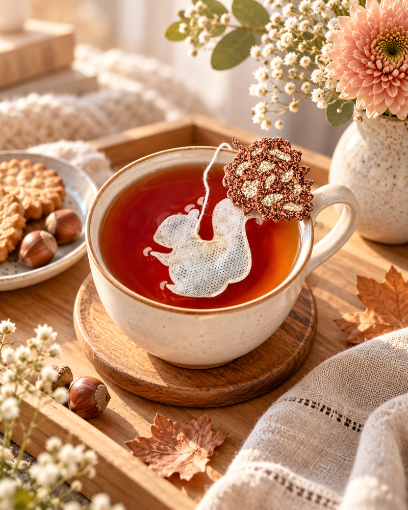 Bustine di tè biologico a forma di scoiattolo — Realizzate artigianalmente · x5: Earl grey