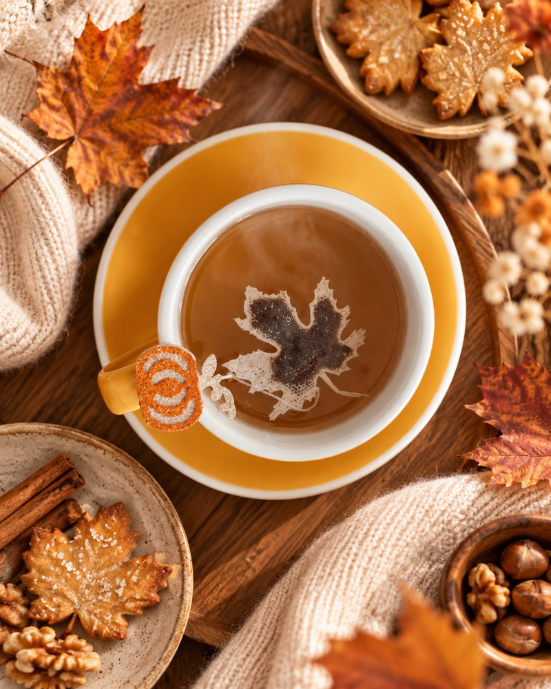 Bustine di tè biologico a forma di foglia d'acero — Prodotte artigianalmente · x5: Earl grey