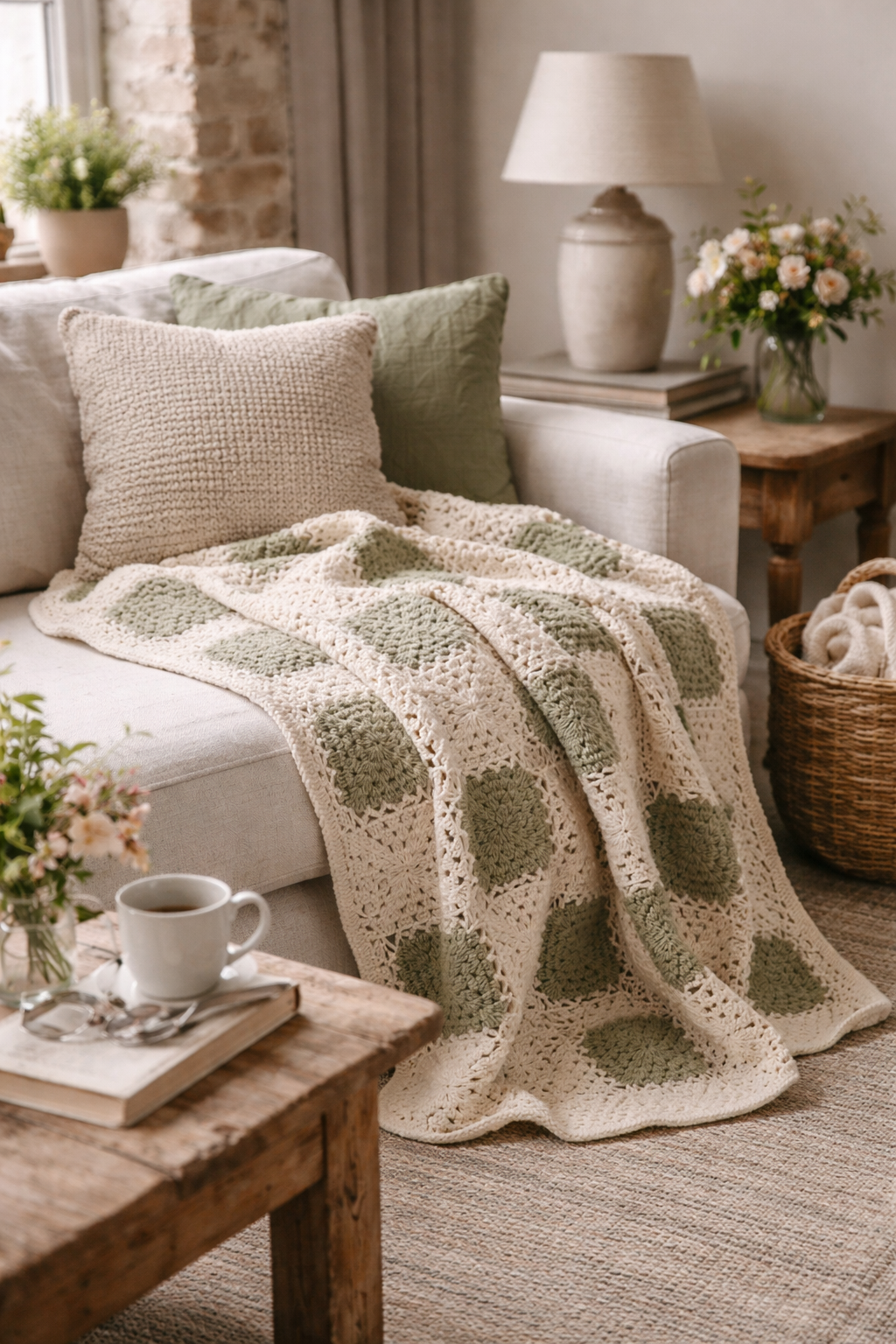 Coperta all’Uncinetto Verde IB Laursen 130x170 cm