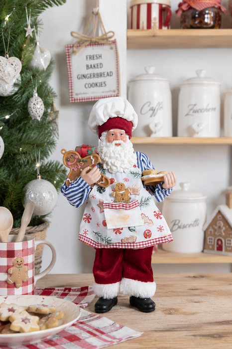 Babbo Natale Decorativo Chef Clayre & Eef 15x10x26 cm con Omino Pan di Zenzero
