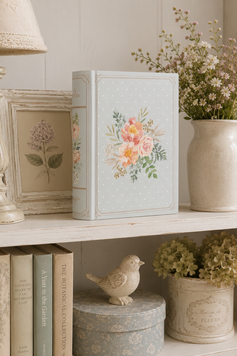 Scatola Libro Decorativa Clayre & Eef 17x14x5 cm Blu Floreale