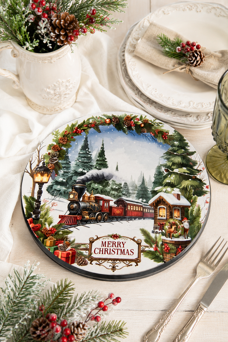 Sottopiatto Natalizio Merry Christmas con Treno Clayre & Eef