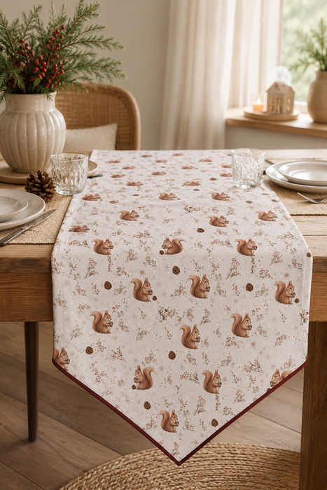 Runner da Tavolo Scoiattoli  50x160 cm in Cotone Clayre & eef