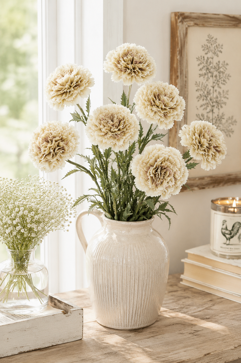 Garofani artificiali crema champagne 40 cm