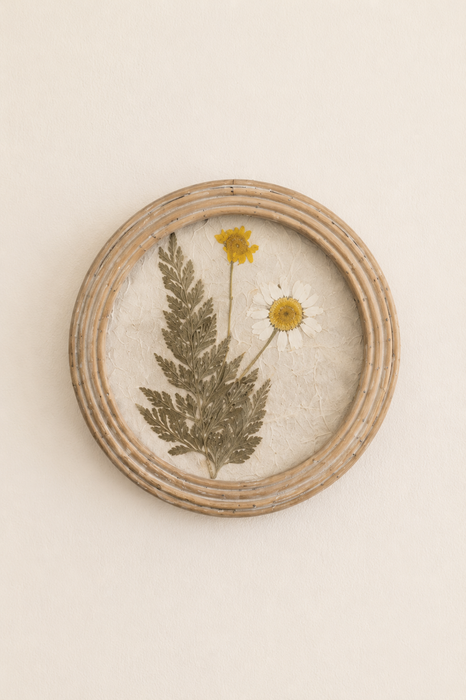 Cornice Rotonda con Fiori Veri Pressati da Appendere 13,3 cm
