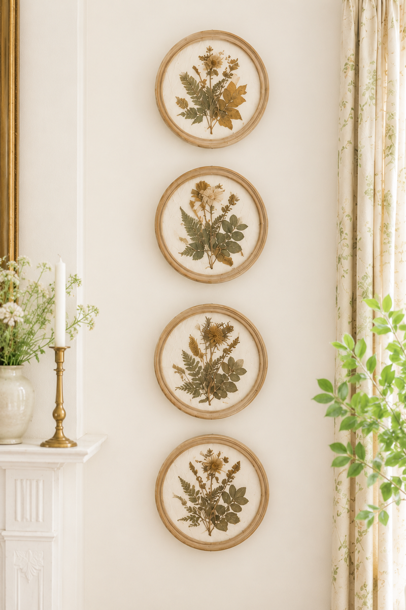 Cornice Floreale Artigianale con Fiori Veri Stabilizzati 23x23 cm
