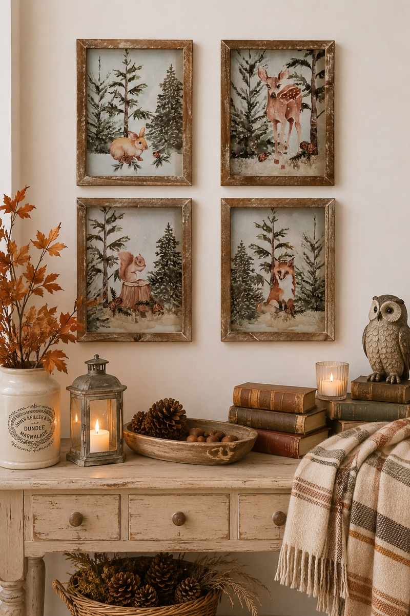 Cornice Decorativa con Animali del Bosco 22x17 cm