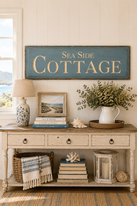 Targa Sea Side Cottage in Legno 31x81 cm –
