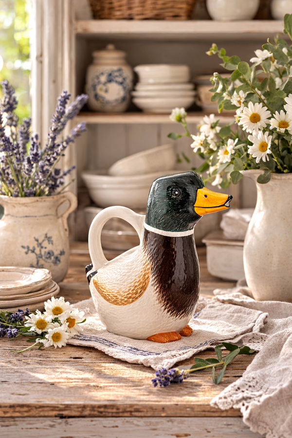 Brocca in Ceramica a Forma di Anatra