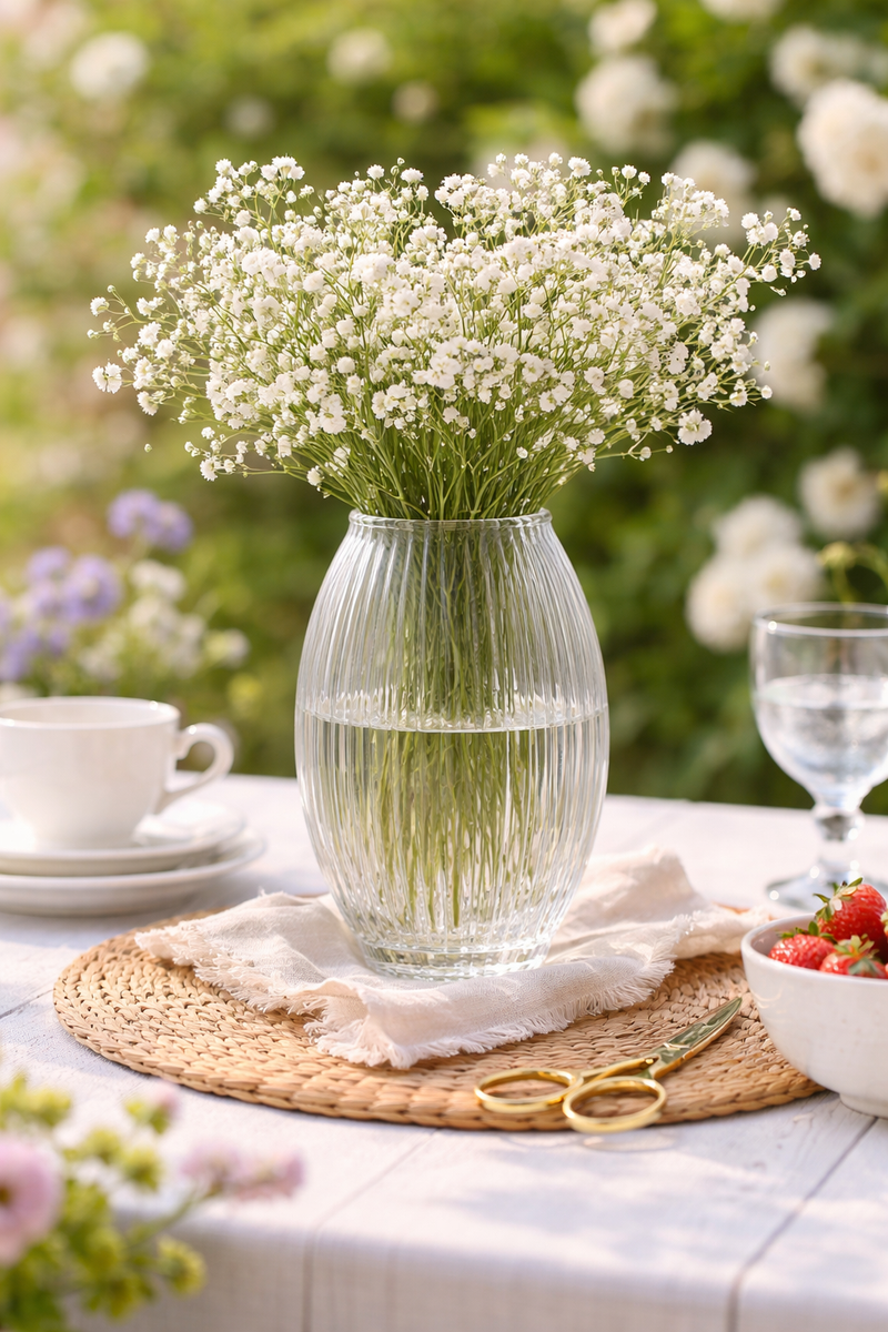 Vaso in vetro trasparente rigato 26 cm