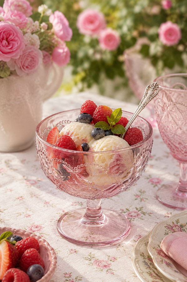 Coppetta Dessert in Vetro con Bordo a Microperline – Nuvole di Stoffa