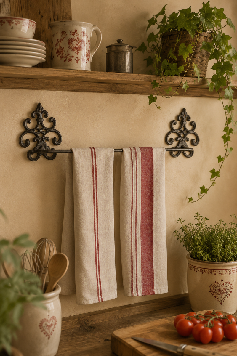 Portasciugamani da Parete 58x15 cm in Ferro Marrone Stile Country | Clayre & Eef