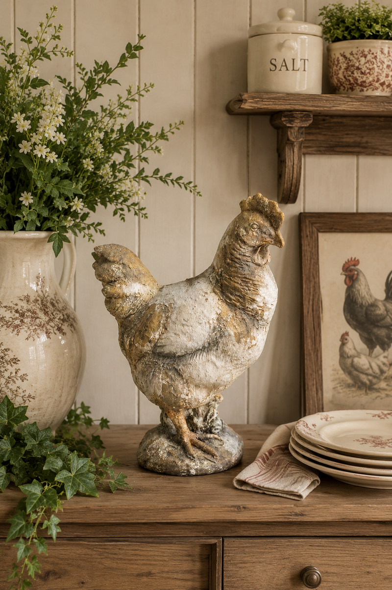 Statuetta Gallina Decorativa Beige 44 cm in Poliresina | Clayre & Eef