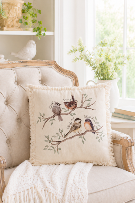Cuscino Decorativo con Uccellini su Ramo 45x45 cm