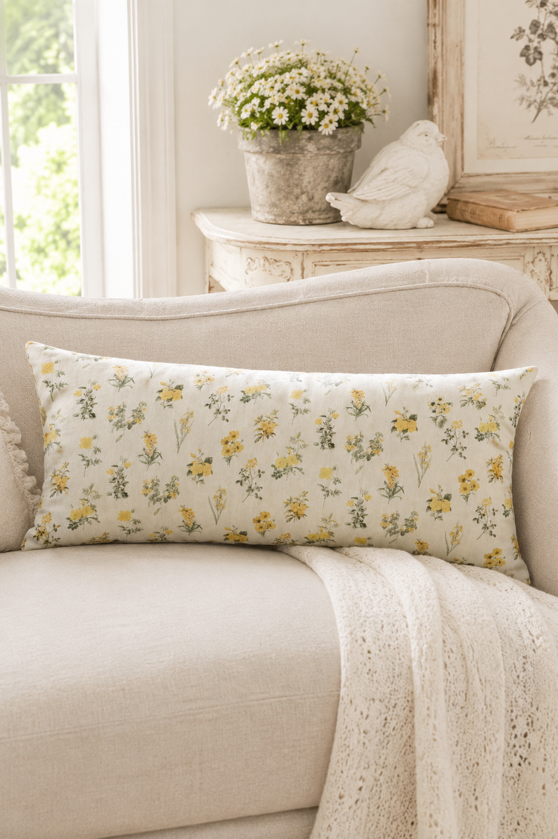Cuscino Arredo Rettangolare Fiorito 60x30 cm