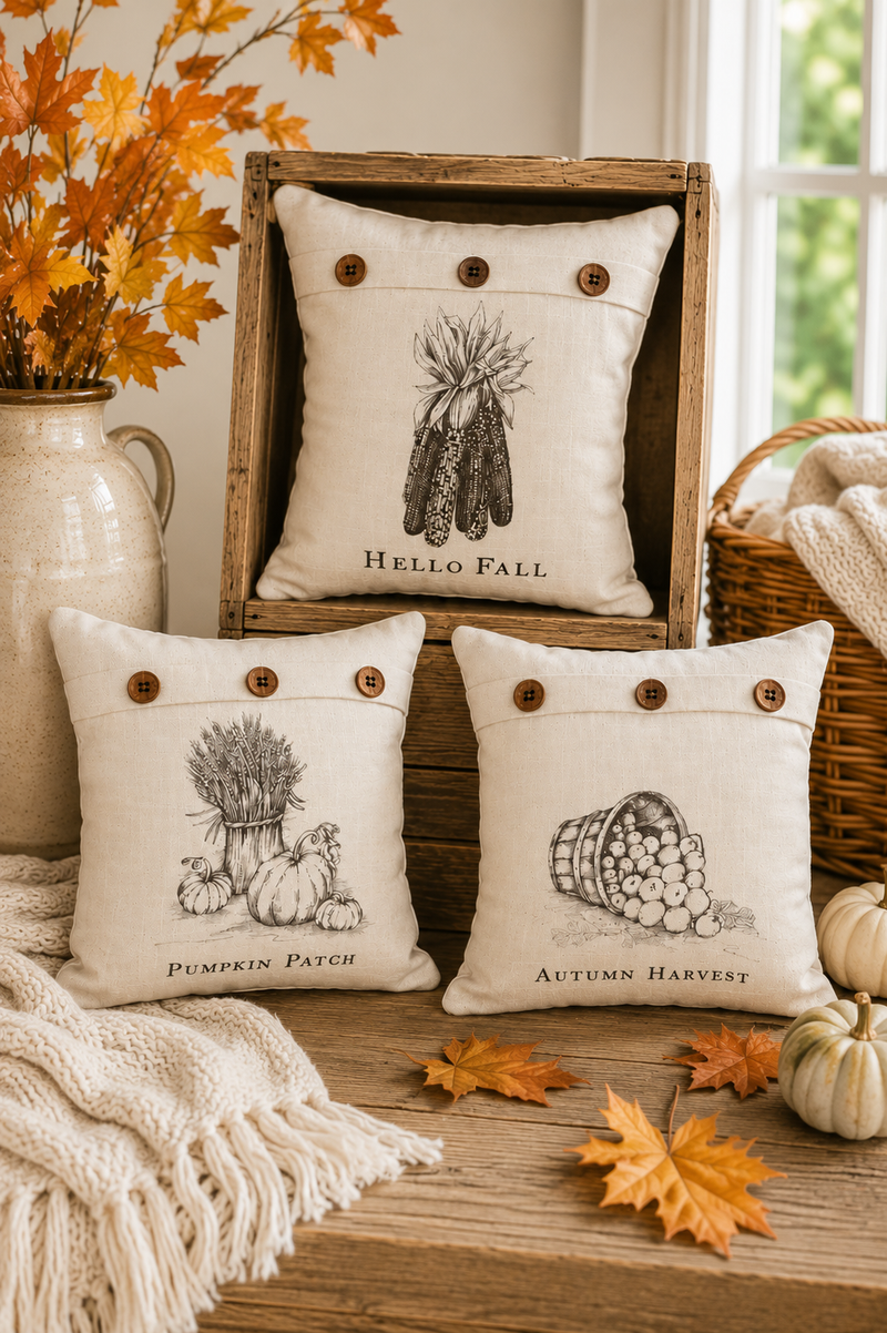 Mini Cuscino Autunnale Decorativo 25x25 cm Imbottito