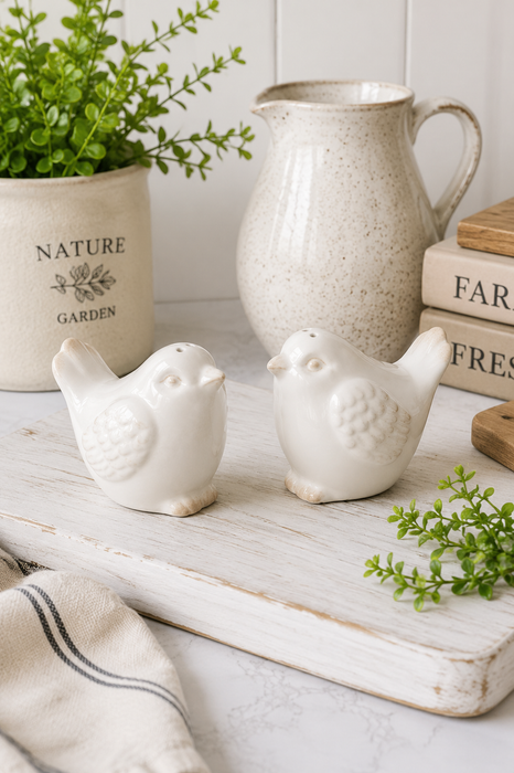 Uccellini Decorativi Country Chic in Ceramica Bianca