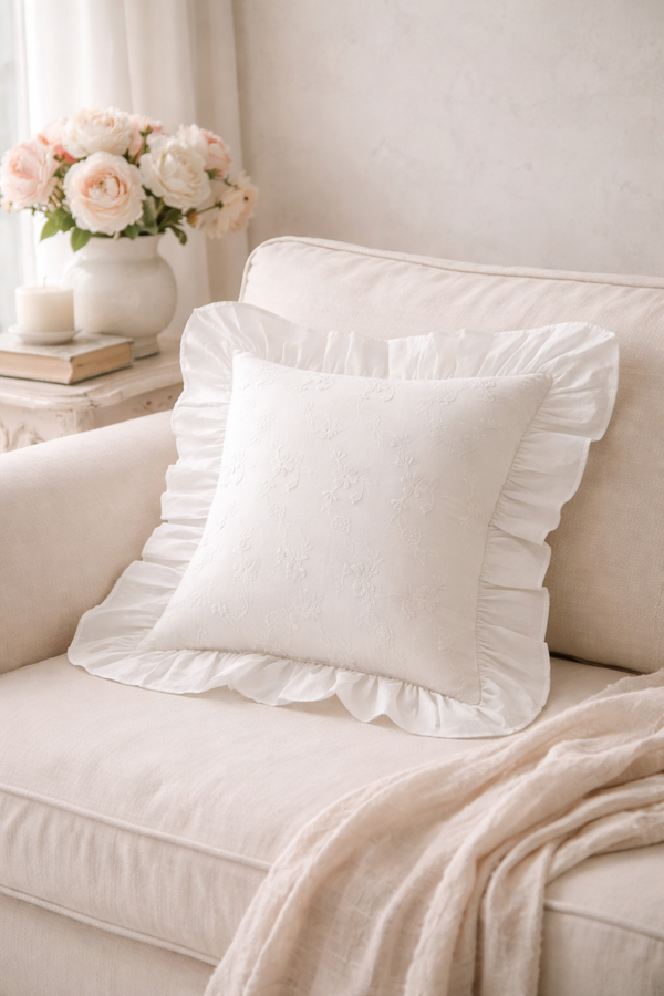 Cuscino Ricamata con Gala 40x40 Blanc Mariclò