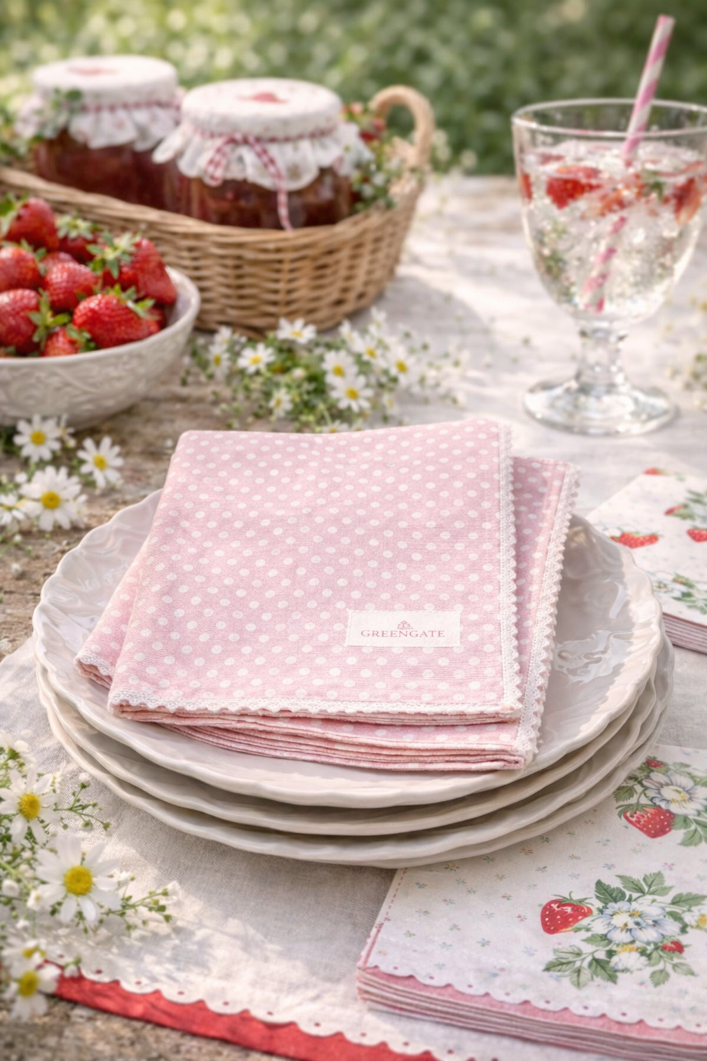 Tovagliolo GreenGate Dotty Pale Pink 40x40 cm cotone