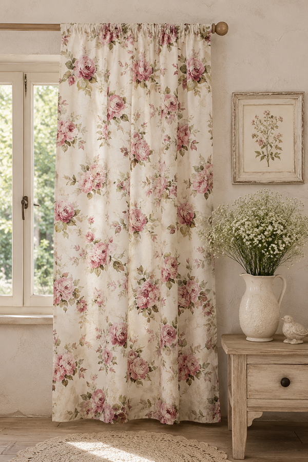Tenda con Rose Shabby Chic in Cotone 135x290 cm