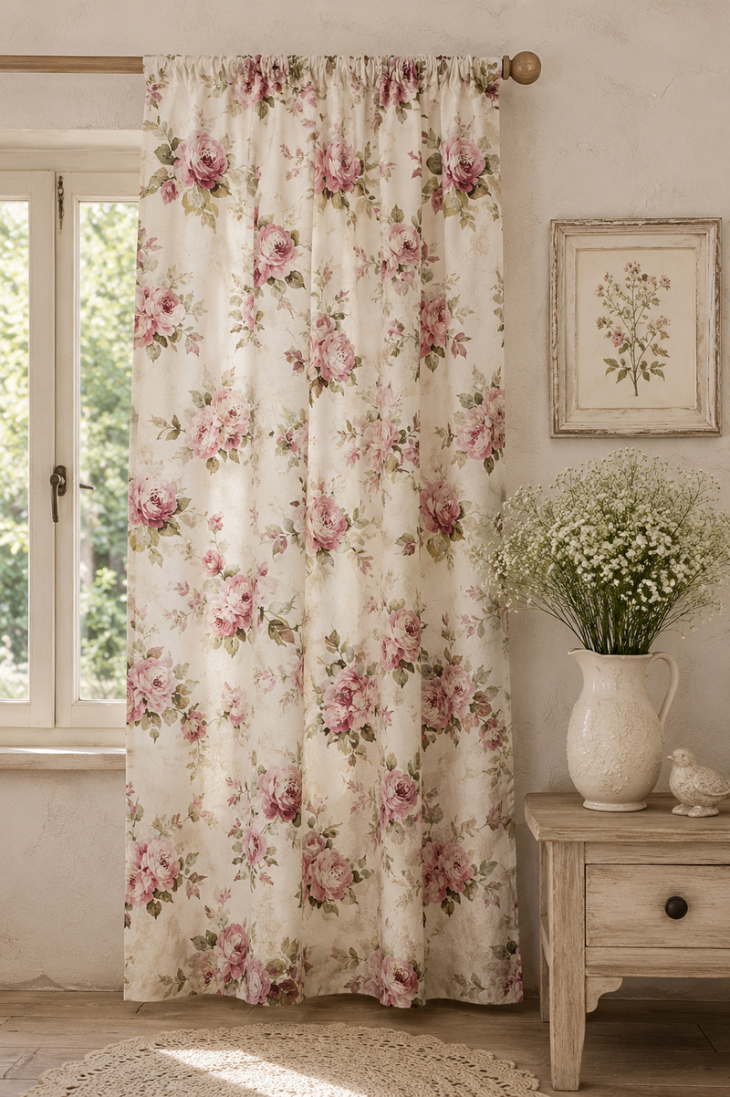 Tenda con Rose Shabby Chic in Cotone 135x290 cm